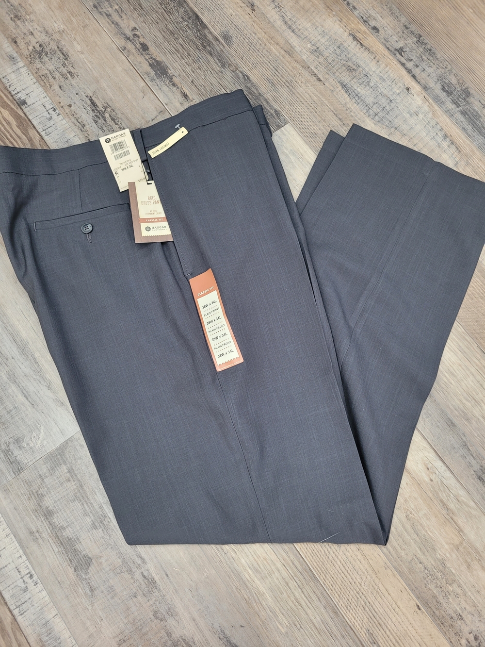 Men's NEW Size 38x34 Medium Gray Haggar Dress Slacks Pants Office Career